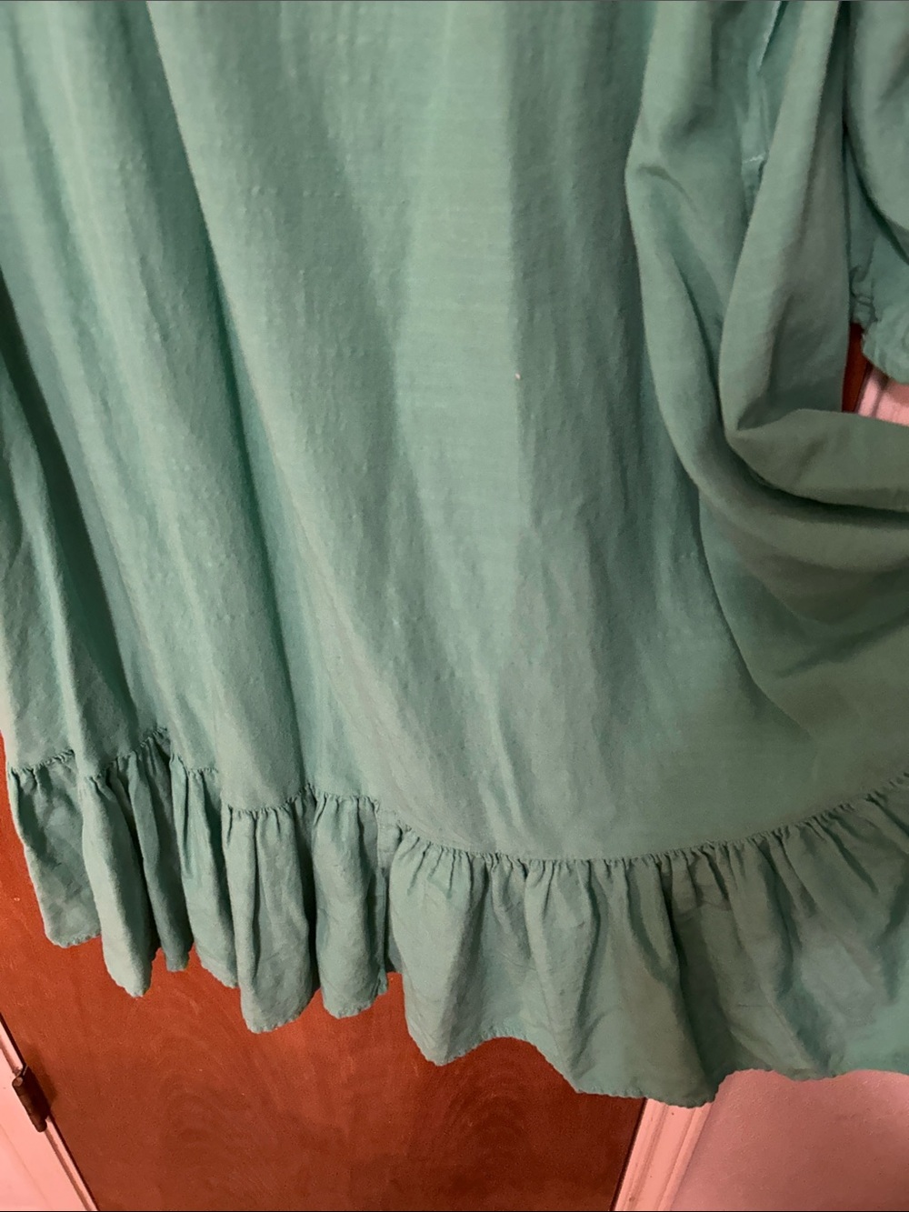 Turquoise Ruffle Hem Peasant Dress. 2X - Picture 4 of 5